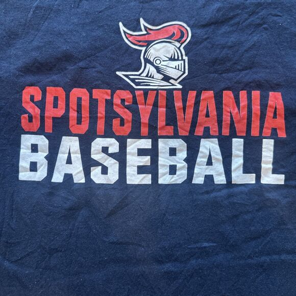 Vintage Y2K Sportsylvania Knights Baseball Graphic Logo Navy Tee Shirt Mens XL - Picture 6 of 8